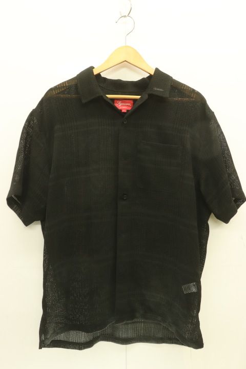 Supreme メンズ半袖シャツ L 23SS Mesh Stripe S S Shirt Supreme L 黒 ブラック 無地