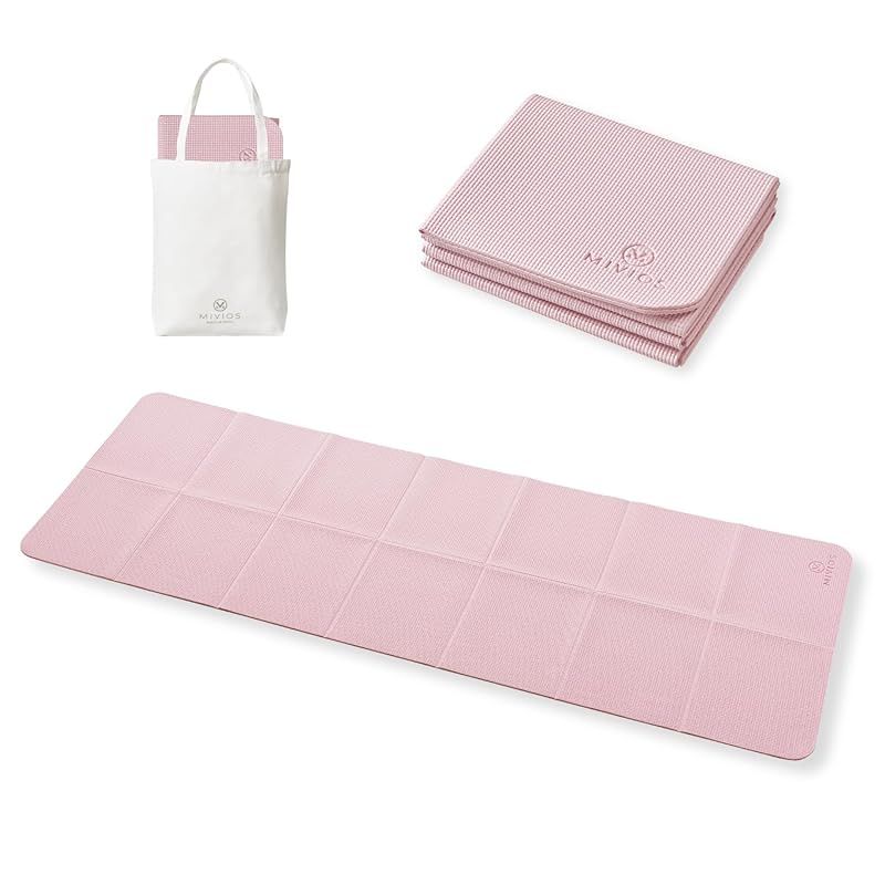 【特価商品】MIVIOS (ミビオス) ヨガ マット 厚さ4mm ピラティス トレーニング ストレッチ エクササイズマット 省スペース 折りたたみ 軽量 高い弾力性 収納バッグ付 コンパクト ヨガマット MVS3