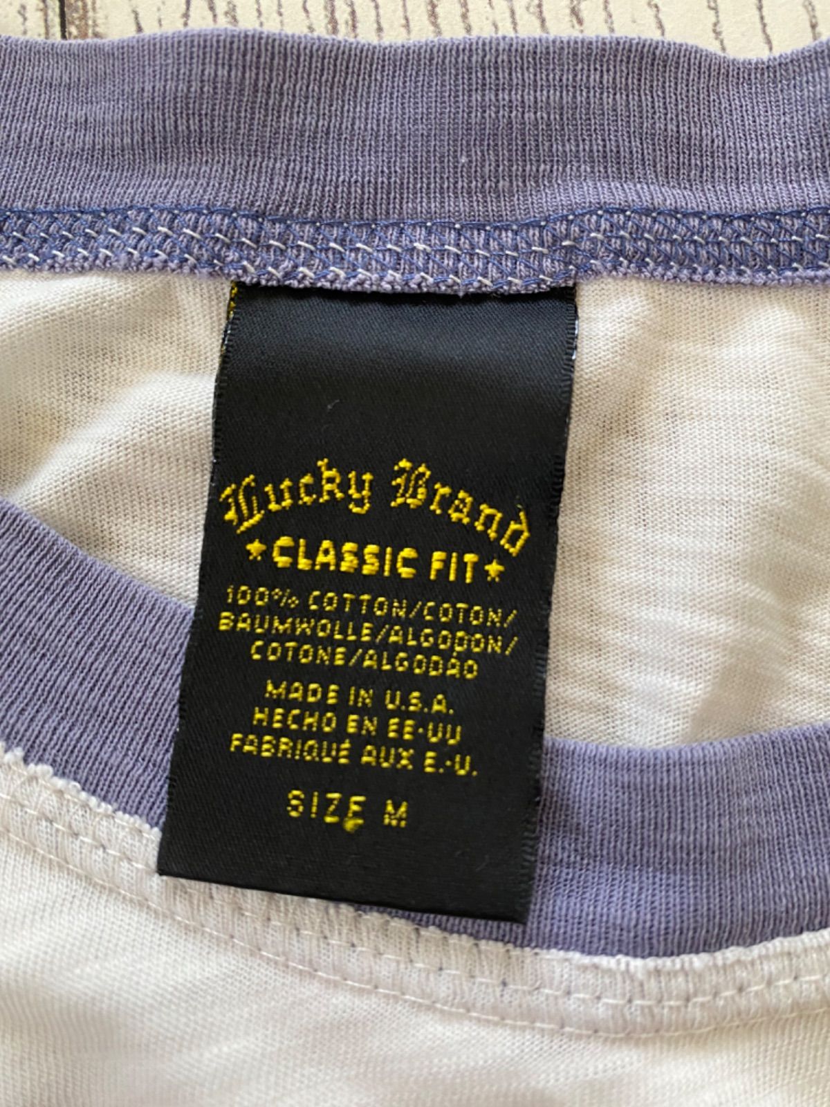 USA古着　Lucky Brand ブラジル国旗 リンガーTシャツ 半袖　M 半袖Tシャツ　メンズ