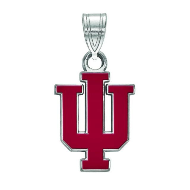 【送料無料】 ロゴアート レディース ブレスレット・バングル・アンクレット アクセサリー LogoArt Indiana Hoosiers Sterling Silver Rhodium Plated Small Enamel Pendant Sterling