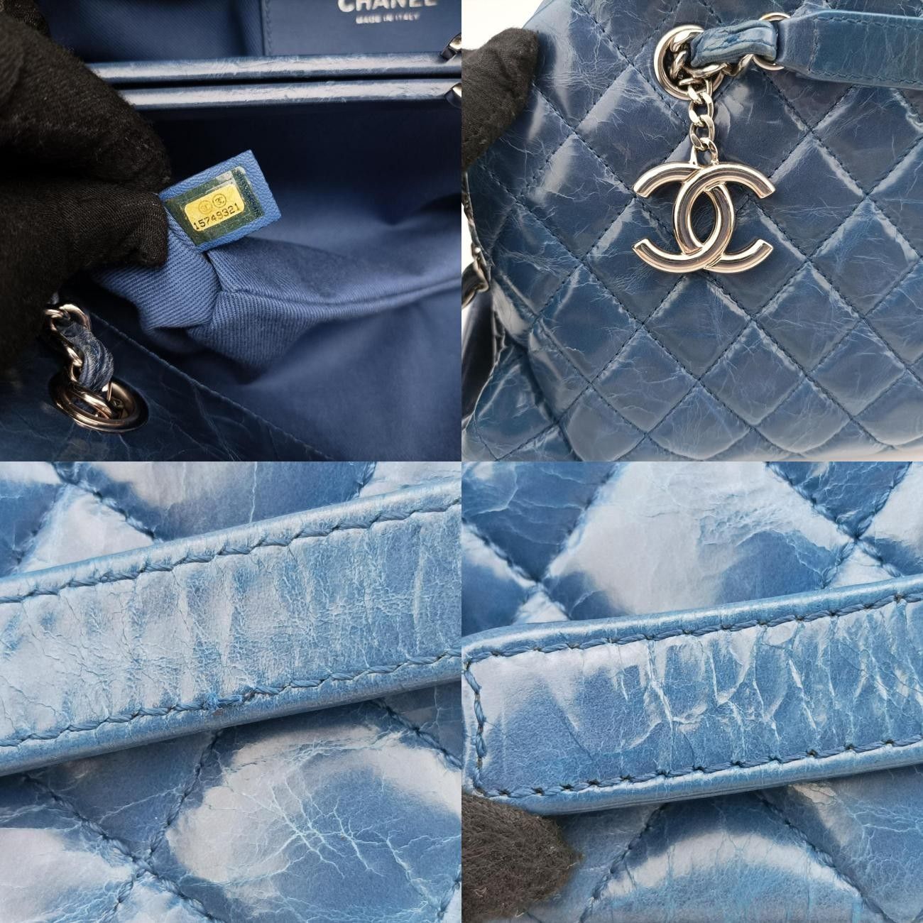 シャネルChanelマドモアゼル ボーリングブルーレザーA6686915749321