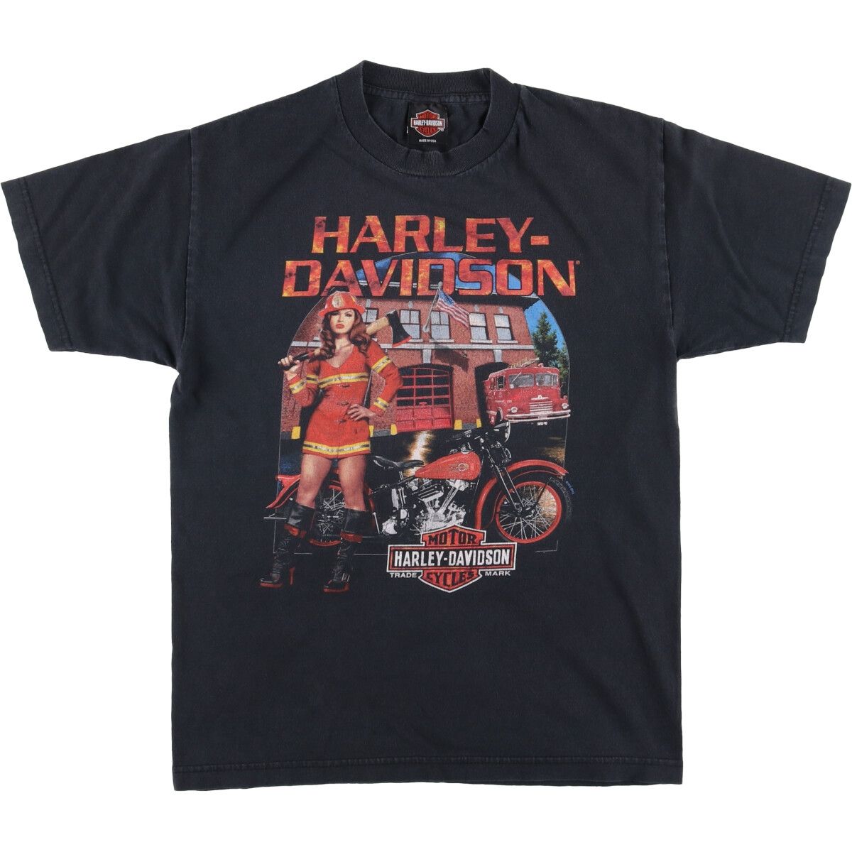 古着 ハーレーダビッドソン Harley-Davidson ピンナップガール モーターサイクル バイクTシャツ メンズM相当|eaa589975