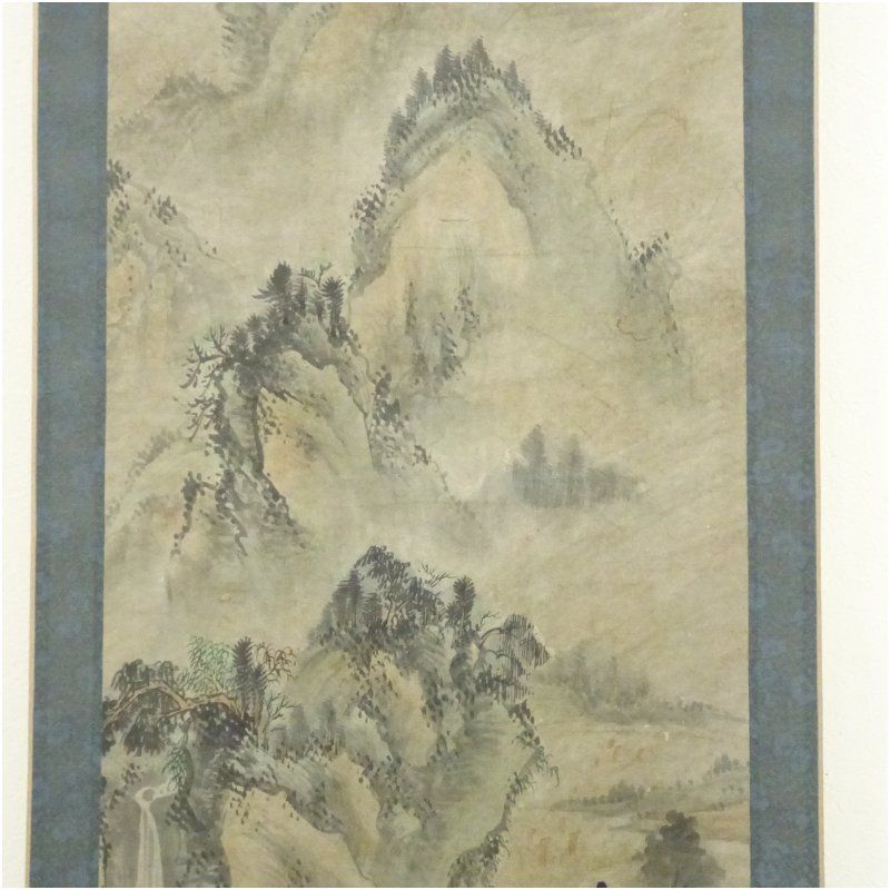 掛け軸　茶掛　村瀬晃甫　山水絵　肉筆　茶道具　茶道　インテリア 東大寺 清水公照筆 壺之花画賛 肉筆紙本掛軸（共箱） 掛け軸