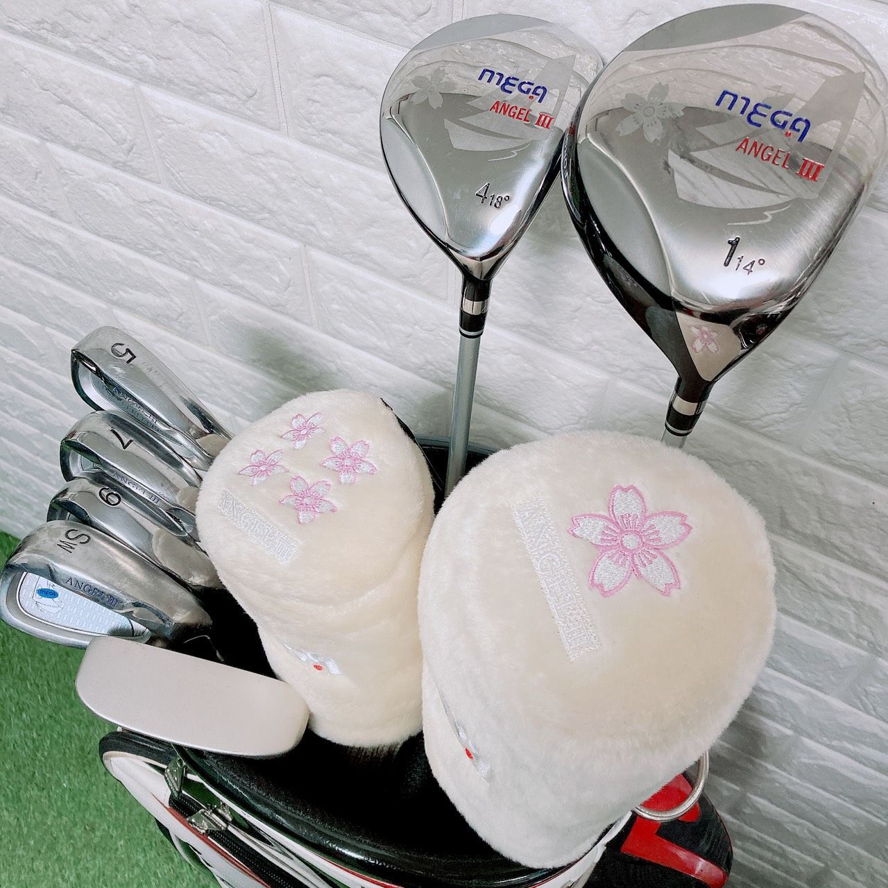クラブのみ レディース ゴルフクラブセット MEGA ANGEL3 ハーフセット7本 軽量 カーボンシャフト フレックスL