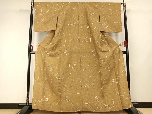 平和屋着物 小紋 単衣 草花文 洗える着物 AABC0302fy