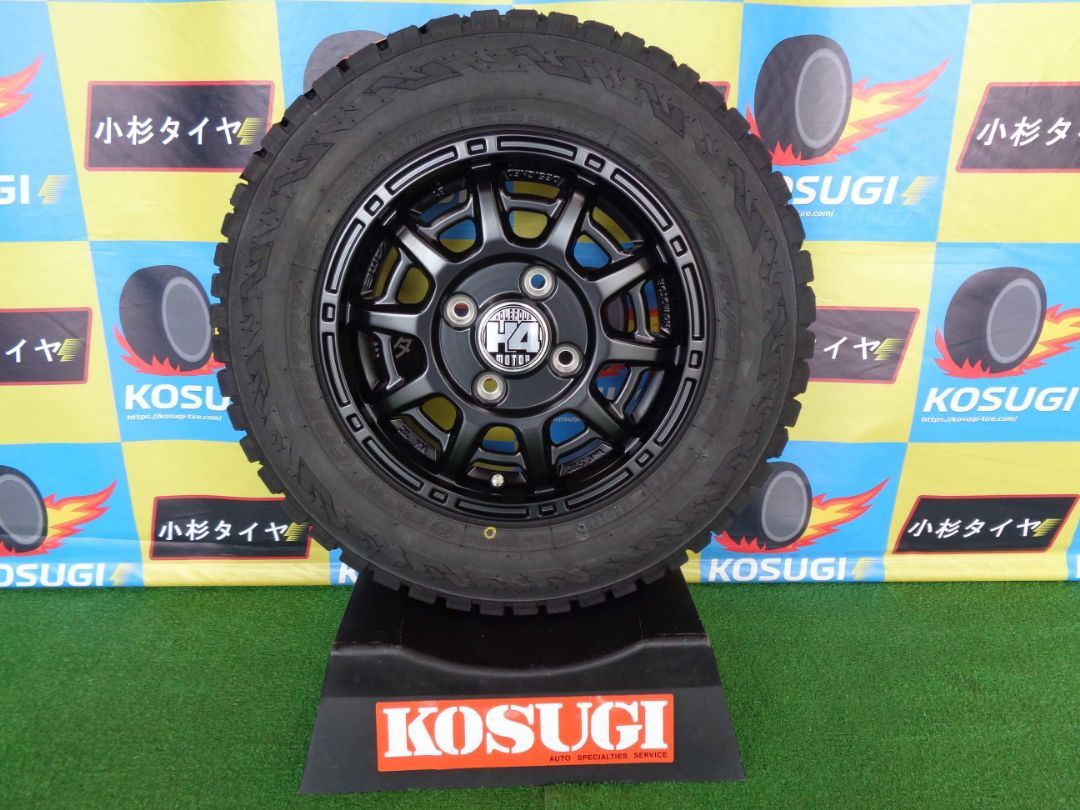 未使用展示品　H4　MOTOR　X1　4J-12 4H100 +43　145/80R12　オープンカントリー　軽トラ　軽バンなど　中古セット