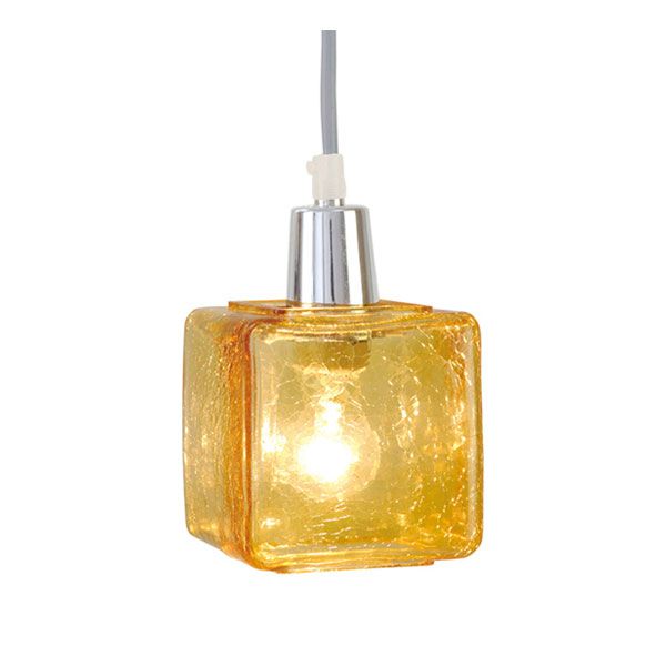 クラックキューブ ペンダントライト 1灯 LED対応 Clear 照明 ( ライト キシマ (1灯) 」 CUBE 「 CRACK | キューブ型クラックガラス製ペンダントライト1灯|LED