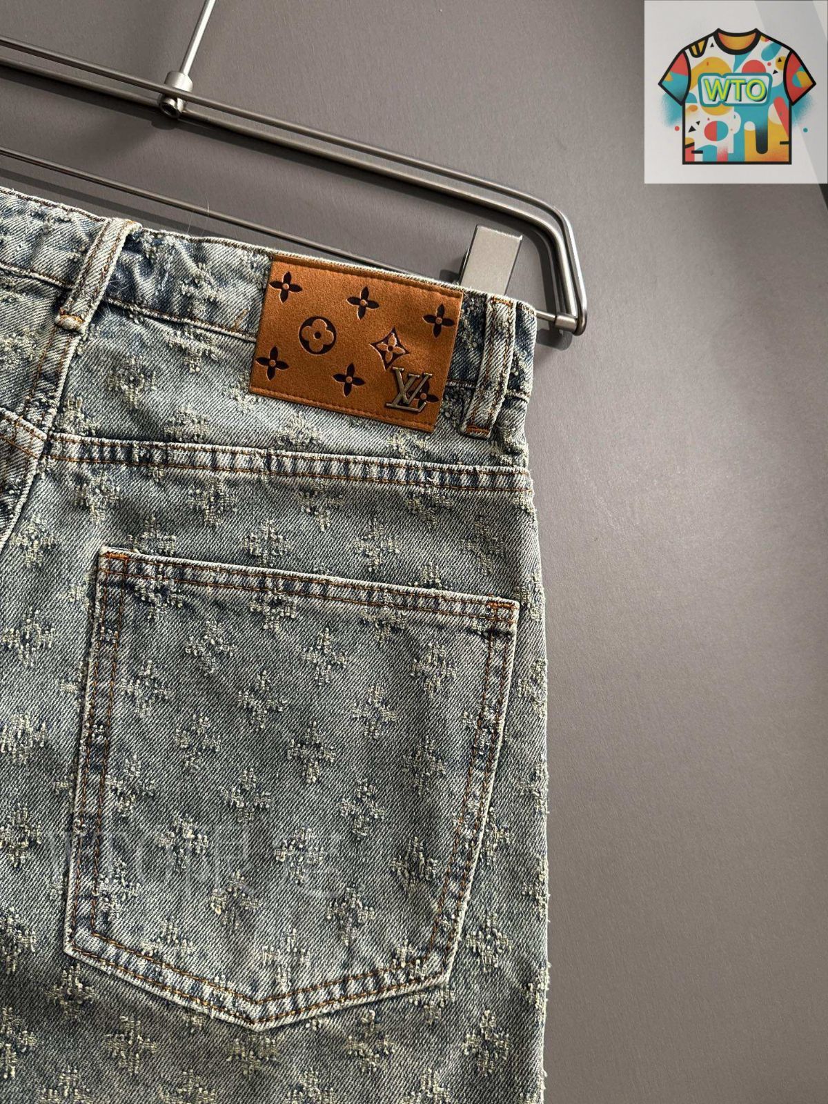 今日特価】LV 2025SS モノグラム満タッチ刺繍デニムショート-3