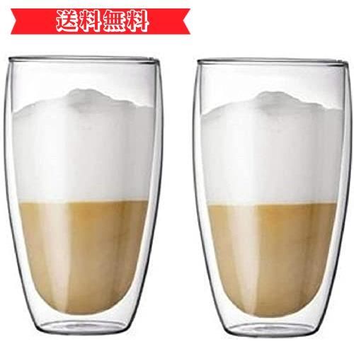 Happy-shops450ml 2個セット 【morningplace】 ダブルウォール グラス タンブラー 二重構造 耐熱 カップ (450ml 2個セット)