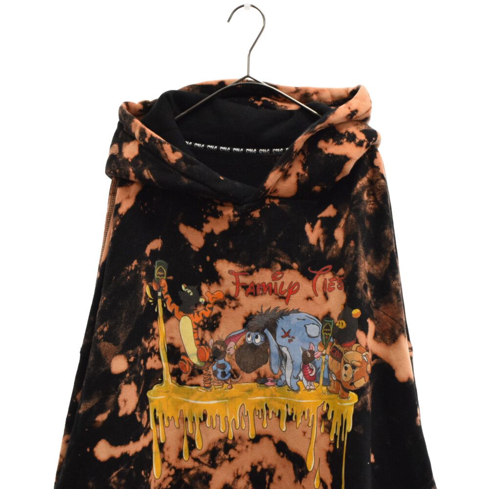 cvtvlist (カタリスト) KANAZAWA DETAIL Limited HONEY GANG POOH BLEACH HOODIE  ハニーギャング ブリーチプルオーバー パーカー ブラック/オレンジ 2101120307