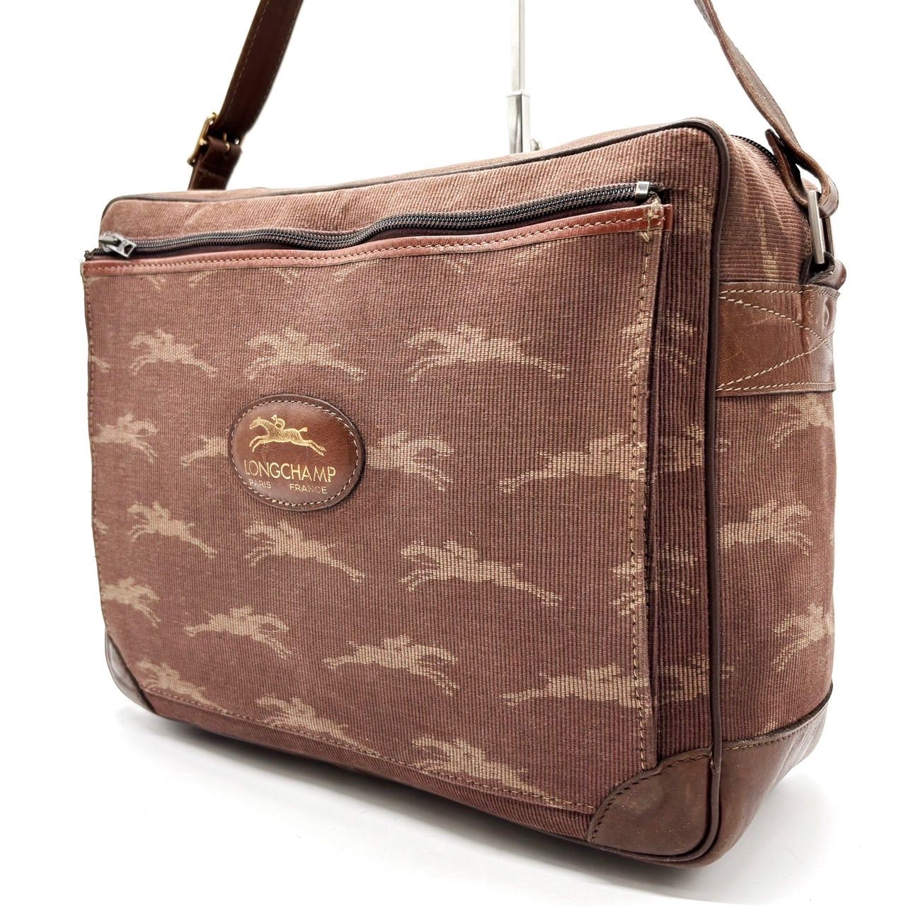良品】 LONGCHAMP ロンシャン ショルダーバッグ 総柄 キャンバス 