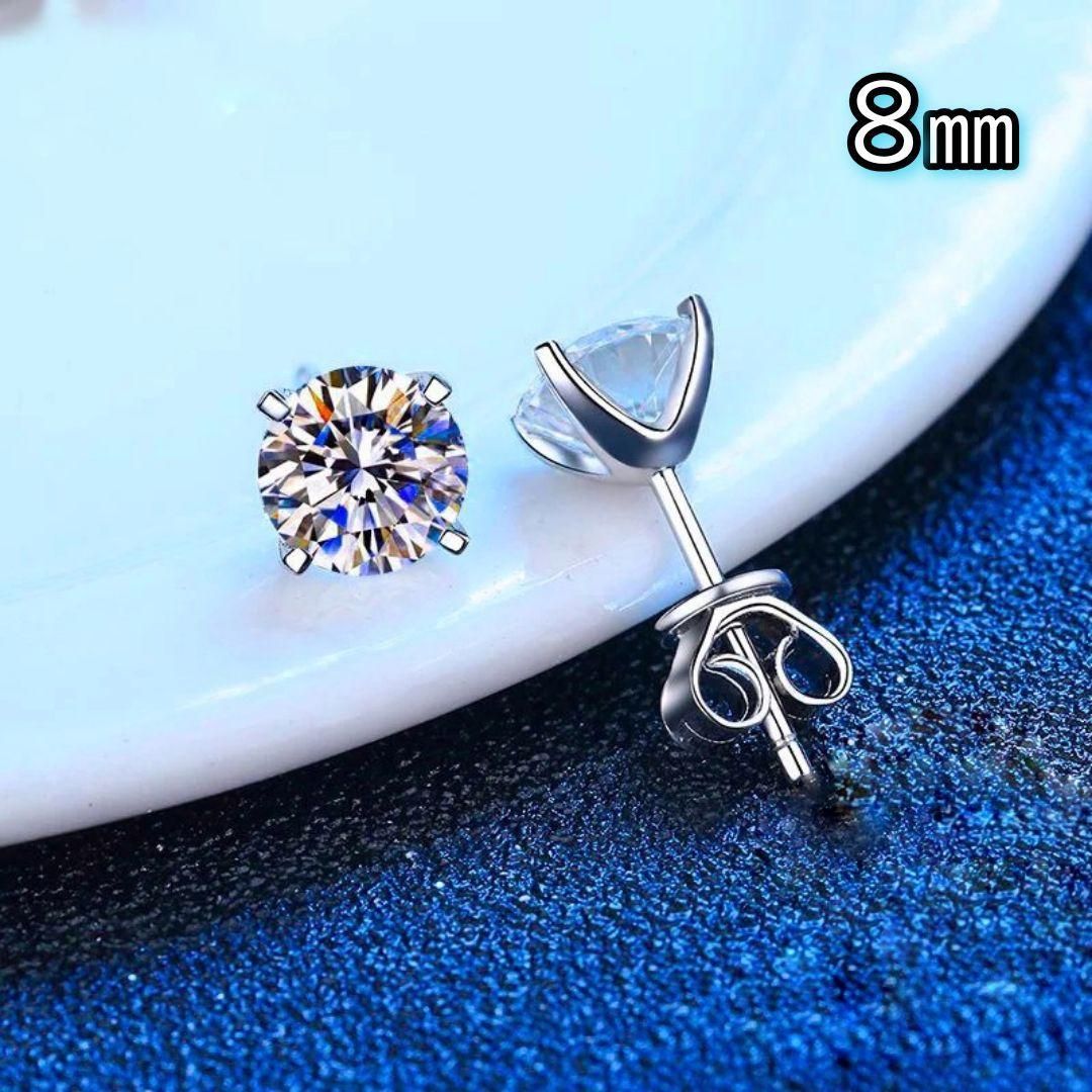 069 8mm ダイヤ 一粒 シンプル ピアス 定番 合わせやすい シルバー925 プラチナシルバー