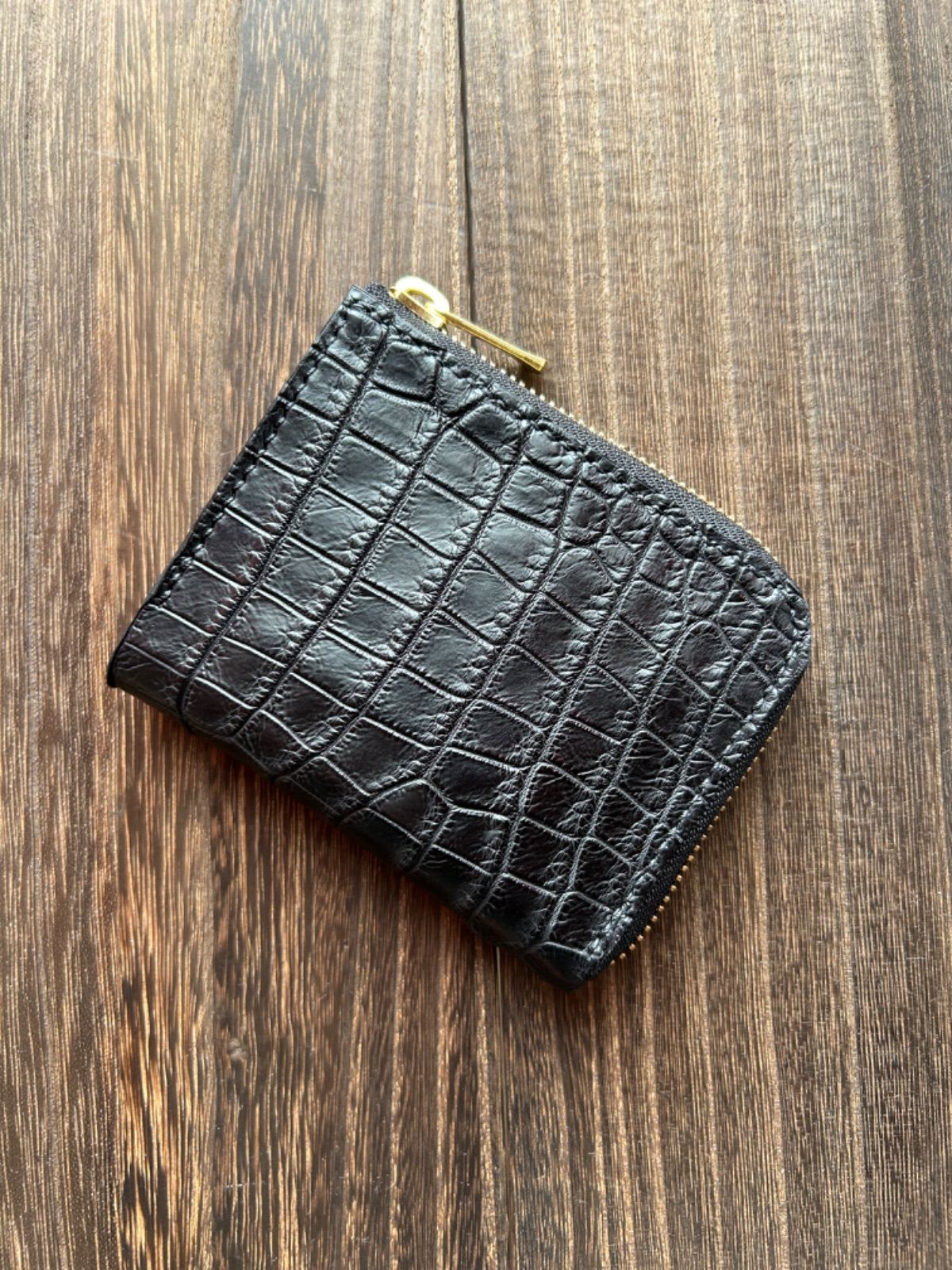 クロコダイル　ポロサス　財布　コンパクトウォレット　ハンドメイド　手縫い クロコダイル ポロサス コンパクトウォレット ミニ財布