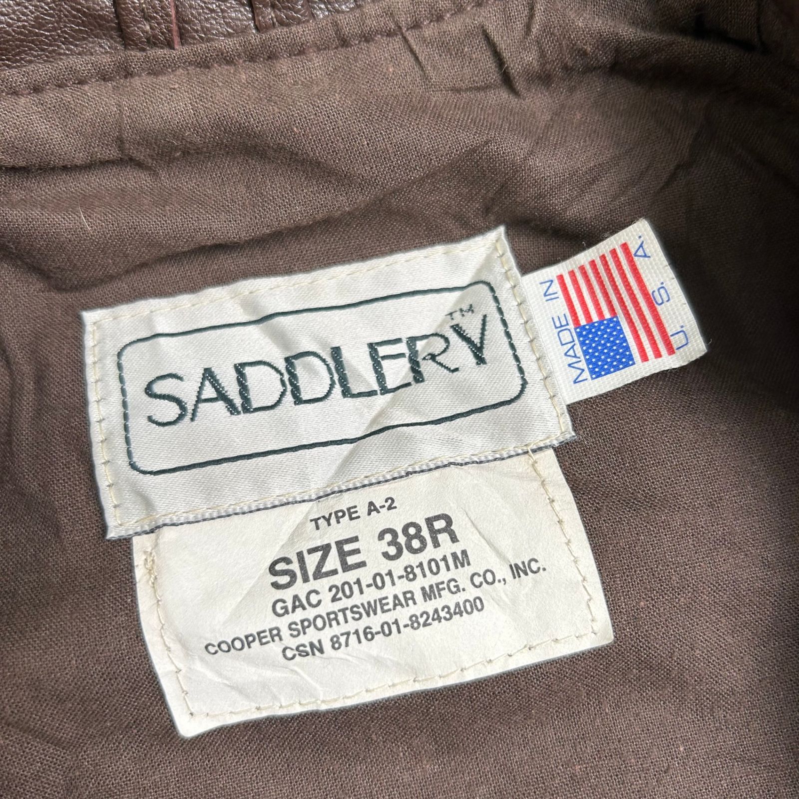 80's 80s SADDLERY USA製 A-2 レザージャケット サドゥラリィ