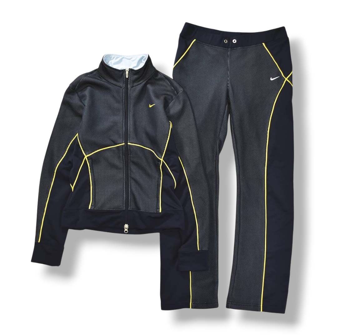 定番 ナイキ NIKE ジャージ セットアップ 上下 メッシュ デザイン トラック ジャケット パンツ スポーツ トレーニング L S ネイビー レディース ♪