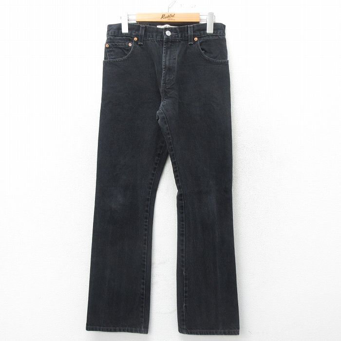 W30/古着 ジーンズ Levis リーバイス 517 ブーツカット コットン 黒 ブラック デニム 24jun01 中古 メンズ ボトムス ジーパン Gパン ロング