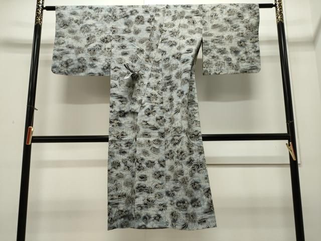 平和屋着物＃道中着 単衣 紬地 流水風景文 ロング丈 正絹 逸品