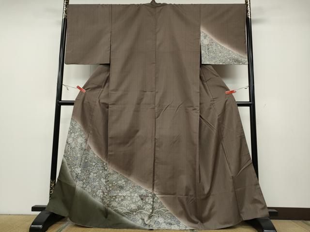 【訪問着】 紬・椿❣️逸品✨No.1147 逸品❣️加賀白山紬訪問着しつけ付き未使用ダブルフック1.5t用