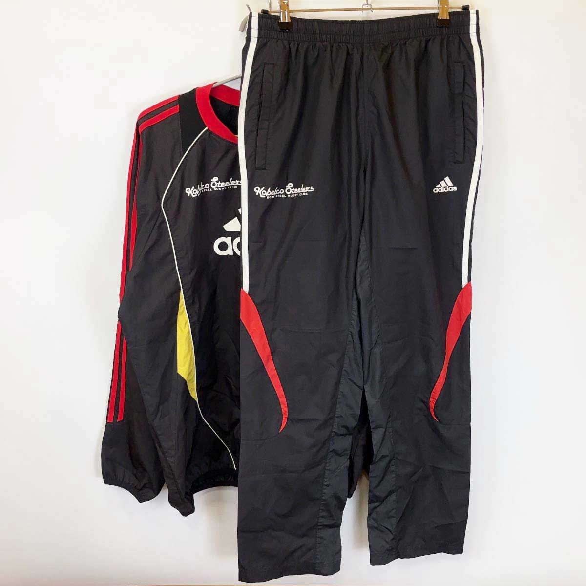 上下セット アディダス コベルコ神戸スティーラーズ ピステ ウォームアップウェア O ADIDAS 神戸製鋼 ウインドブレーカー