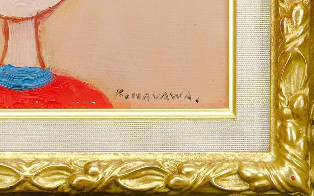 真作】【WISH】塙賢三「道化師」油彩 3号 共シール 一枚の絵取扱