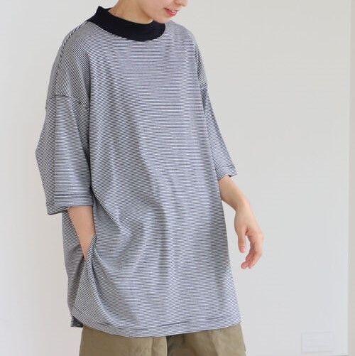 BEAMS BOY ビームスボーイ 22SS リブビッグモックネックショートスリーブTシャツ 13-04-0996-138 Free ブラック  トップス g16143