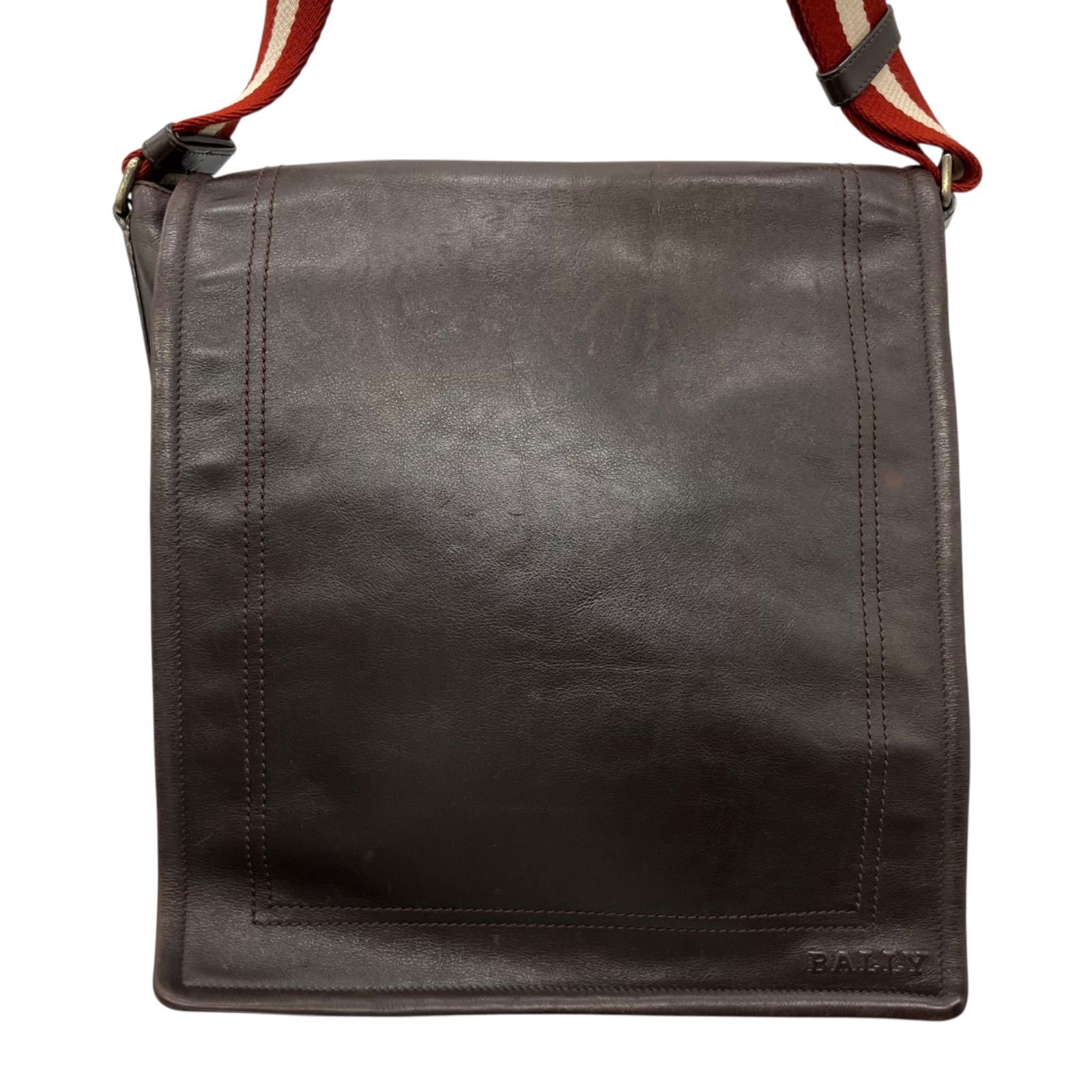 BALLY トレスポ メッセンジャーバッグ ダークブラウン レッド 1408 BALLY トレスポ メッセンジャーバッグ ダークブラウン レッド