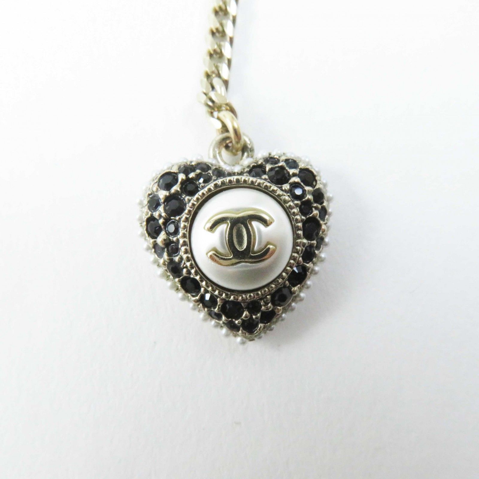 極美品◎CHANEL シャネル C22B パール・ラインストーン装飾 ココマーク 