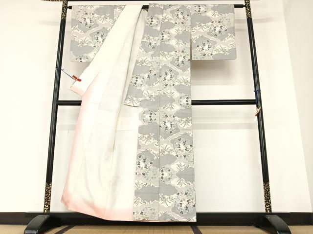 本日最終日再値下げ！美品★白大島紬★白絣 平和屋着物○本場大島紬 白大島 総絣 一元7マルキ 雲重ね花文