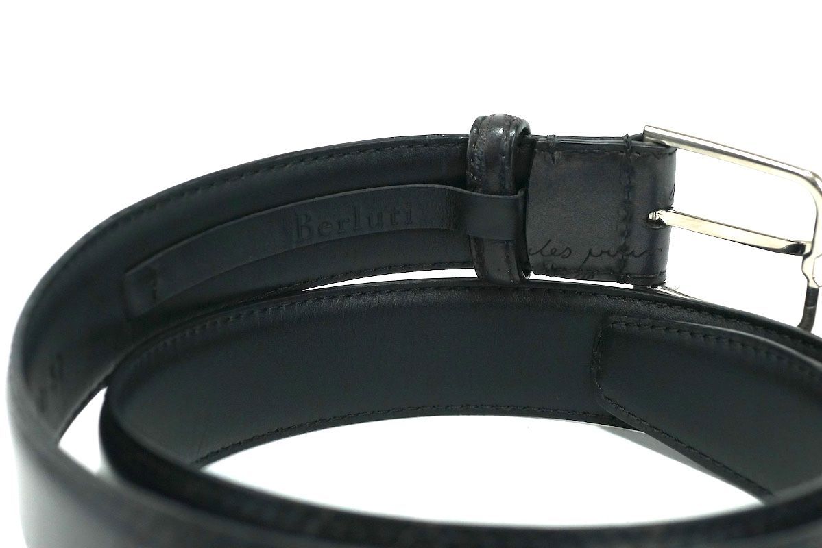 【高級】ベルルッティ　ベルト　カリグラフィー　スクリットレザー　80/32 BERLUTI ベルルッティ ベネチア レザー スクリット ベルト