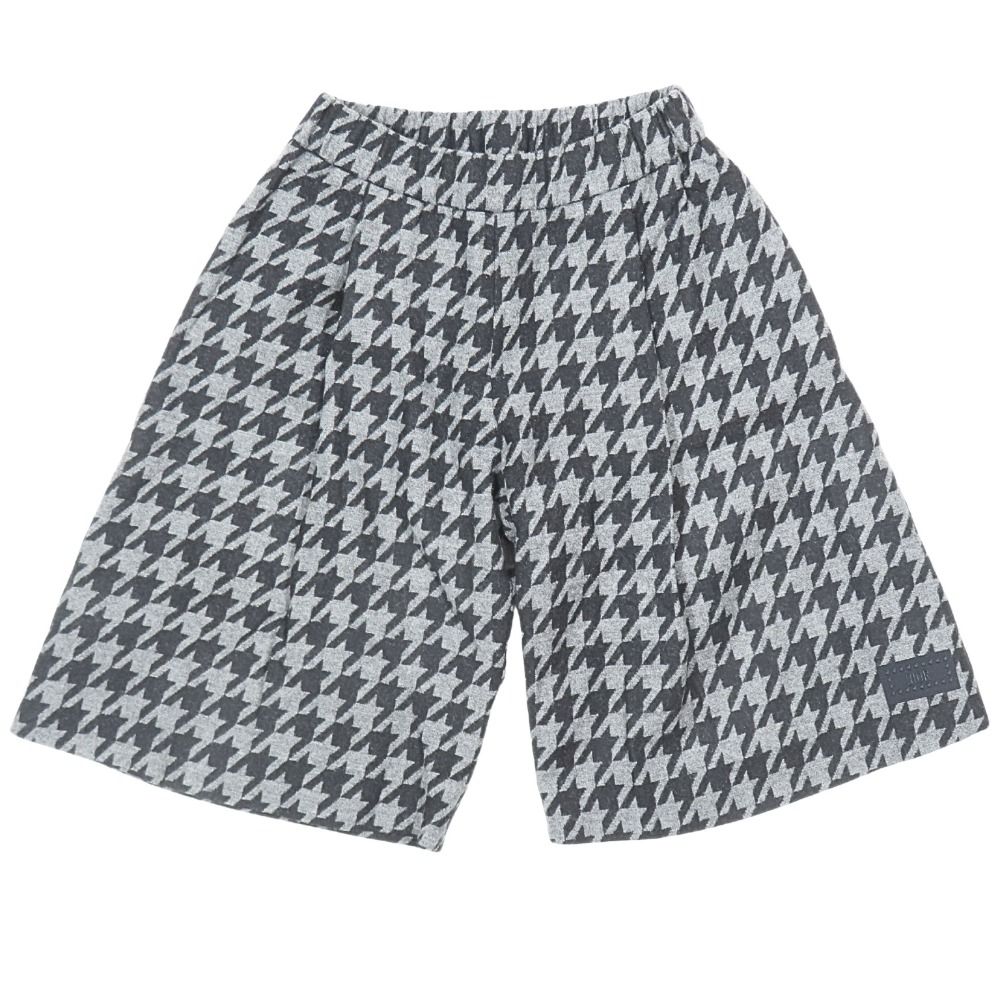 ♥ DIOR ディオール ワイド ウール ハーフパンツ 千鳥柄 モノクロ フ ウエストゴム ショートパンツ 子供服 10 黒 グレー キッズ 古着