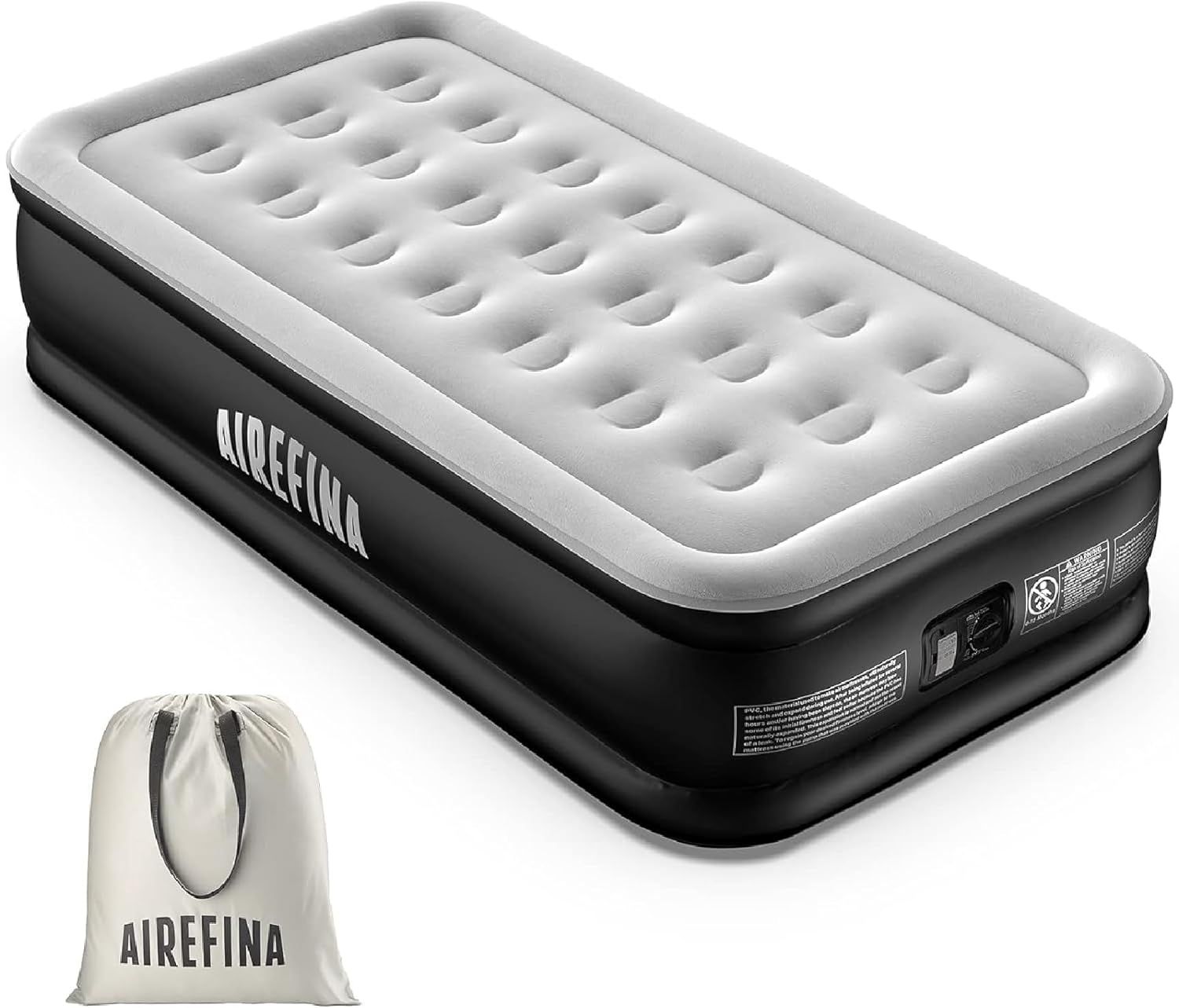 Airefina エアーベッド シングルサイズ 電動ポンプ内蔵 キャンプ マット 耐久性 高耐久 来客用 フロック表面加工 長さ190×幅99×厚さ46cm 耐荷重295kg 空気ベッド 快適な寝心地 折り畳み 収納袋付き キャンプ 予備ベッド 家庭用