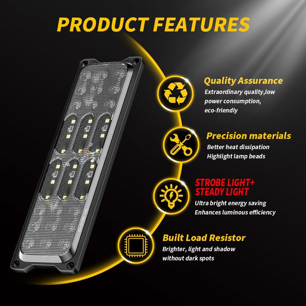 72W サイド マーカー アンバー ストロボ LED ライト マーカー 警告灯 ランプ グリル マーカー トラック 自動車 乗用車 汎用 - メルカリ