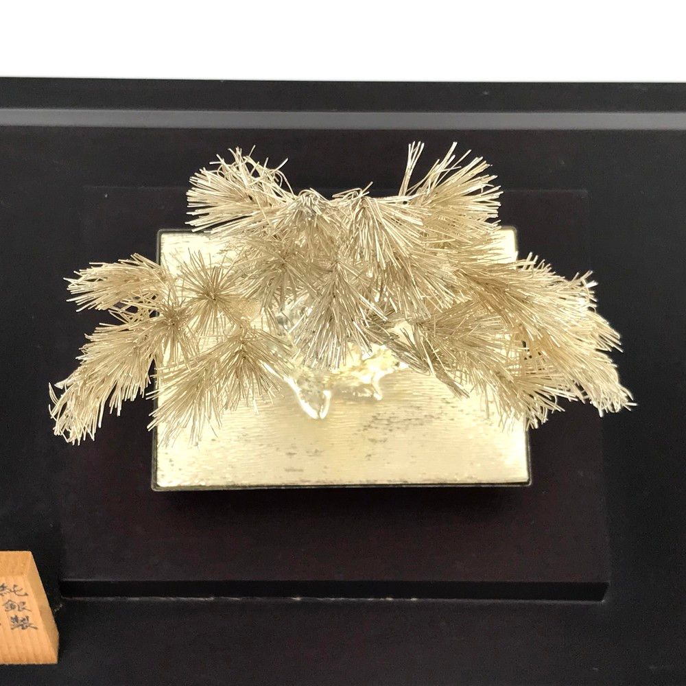 光則作 純銀製 松 盆栽 蓼科保養所香雲荘竣工記念 松／約幅12cm