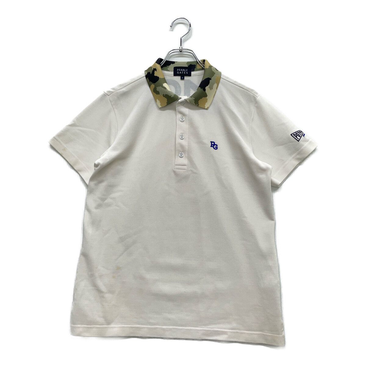 中古 メンズ パーリーゲイツ PEARLY GATES 半袖ポロシャツ 4(M) 白 ホワイト 訳あり カモフラ