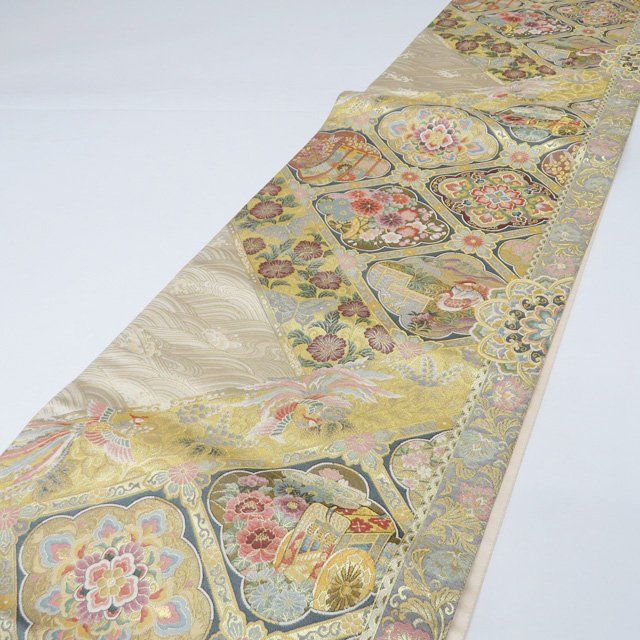 あかるい金の総刺繍の袋帯　正絹　フォーマル　未使用 楽天市場】袋帯 正絹 未使用の通販