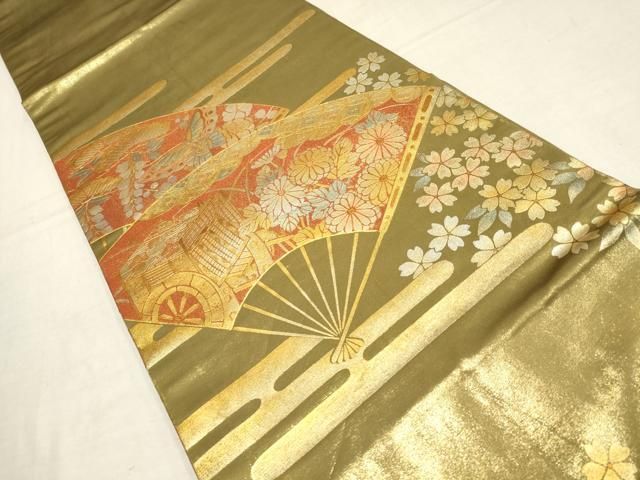 【全国無料，豊富な】 平和屋着物▼上質な小紋　舞桜文　暈し染め　金糸　正絹　逸品　未使用　CAAX6285ze