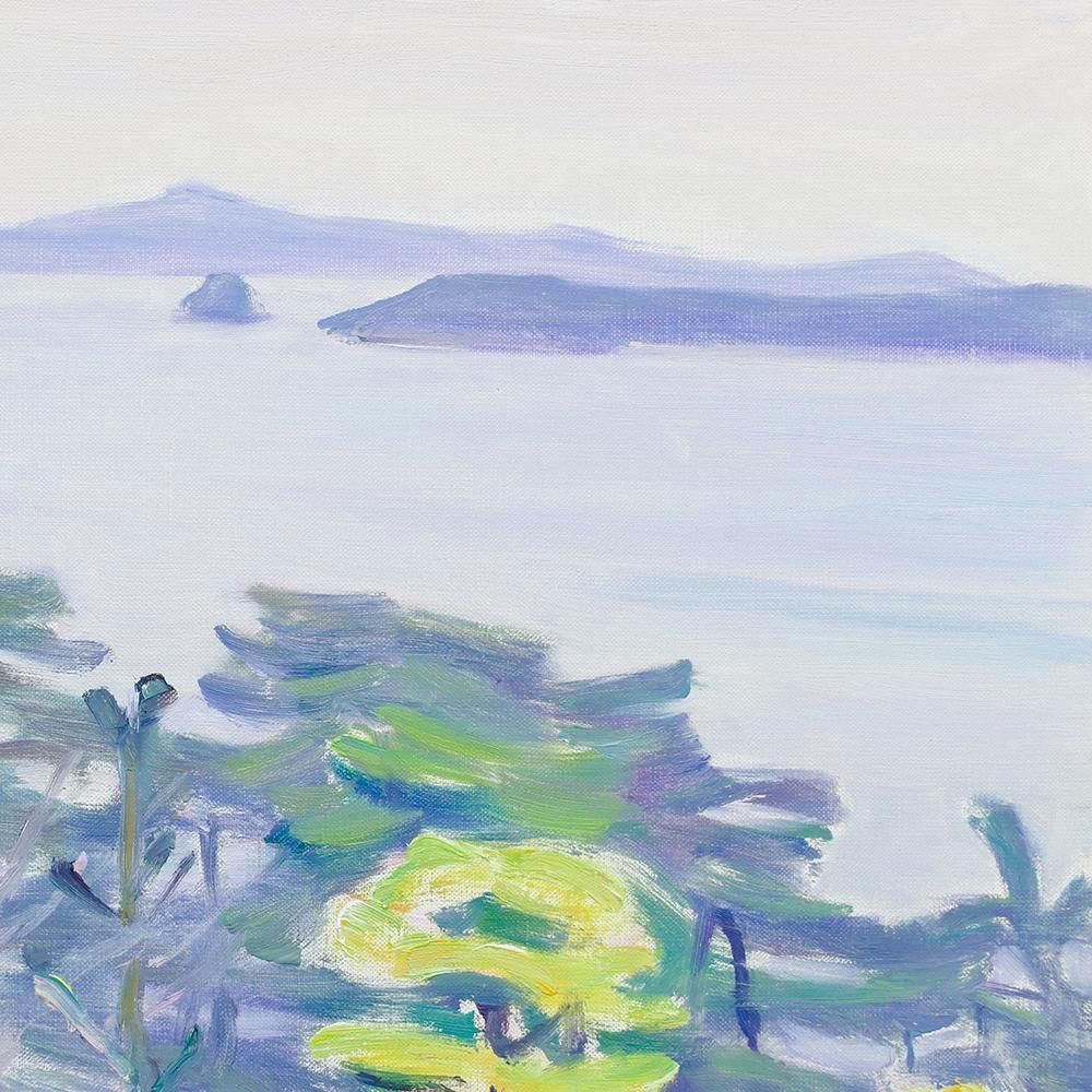 日動画廊取扱 ◆若葉と海が響きあう春の海景名画