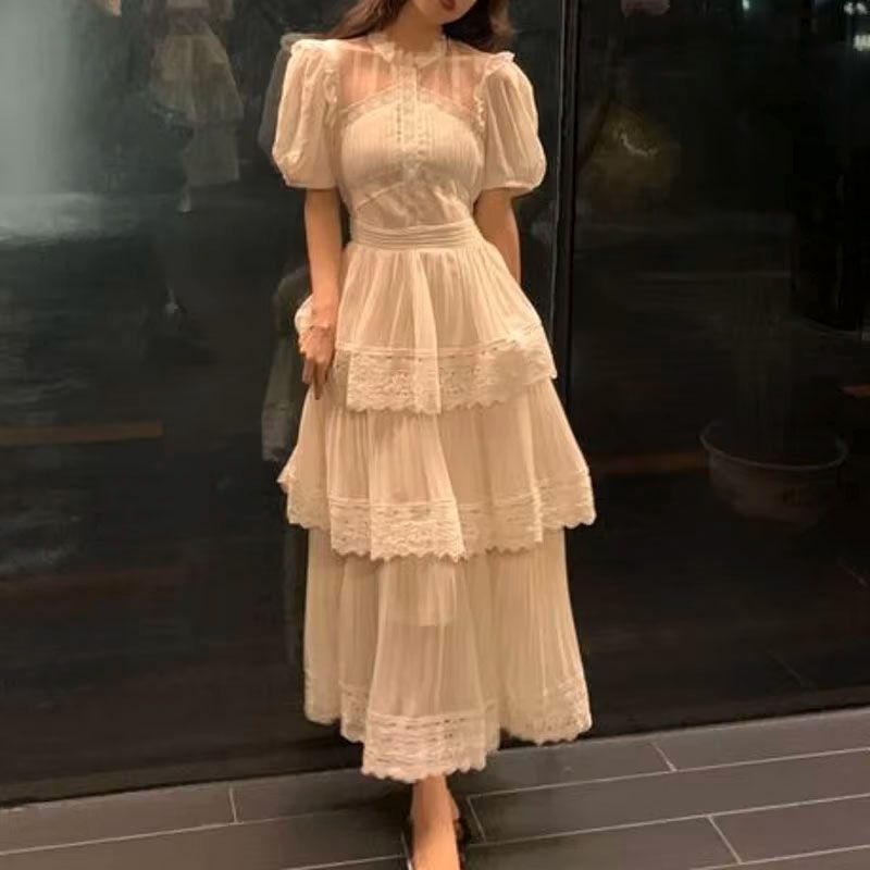 ワンピースドレス レディース 春夏 きれいめ ロングワンピース 白