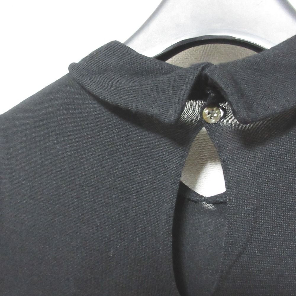 美品 tricot COMME des GARCONS トリココムデギャルソン 90s ヴィンテージ 半袖 襟付き プルオーバー ニット チュニック AD1995 ブラック レディース 古着 中古 USED 美品 tricot COMME des GARCONS トリココムデギャルソン 90s