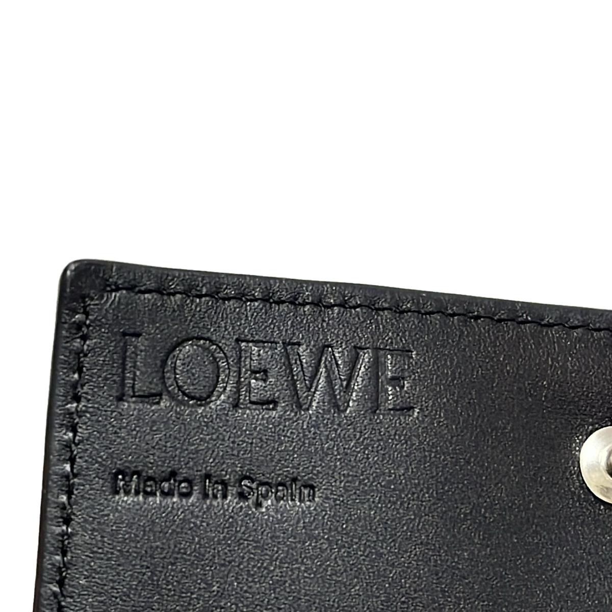 LOEWE ネイビー レザー 名刺入れ 美品】LOEWE ネイビー レザー 名刺
