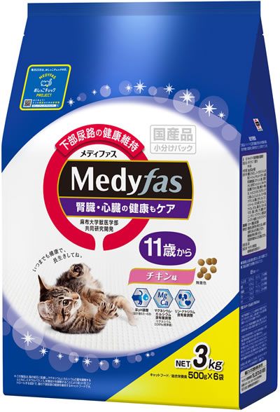 同梱不可 4個セット ペットライン メディファス 11歳から チキン味 3kg