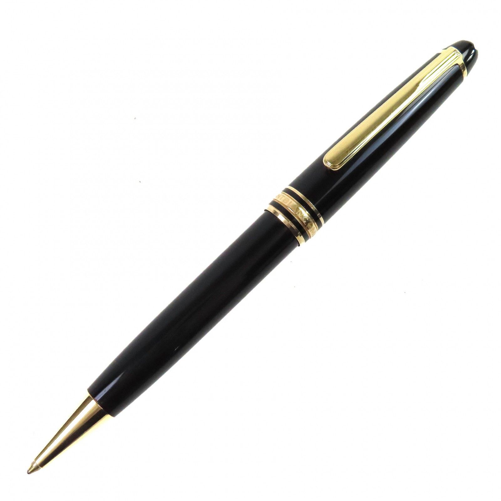 △MONTBLANC モンブラン マイスターシュテュック クラシック ー ホワイトスター ツイスト式 ボールペン ブラック ゴールド ドイツ製 メンズ 筆記 済み