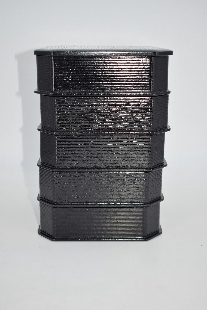 茶道具　真塗縁高　菓子器　新品 茶器/茶道具 菓子器】 縁高（縁高重） 黒真塗り 五段 段付 高野