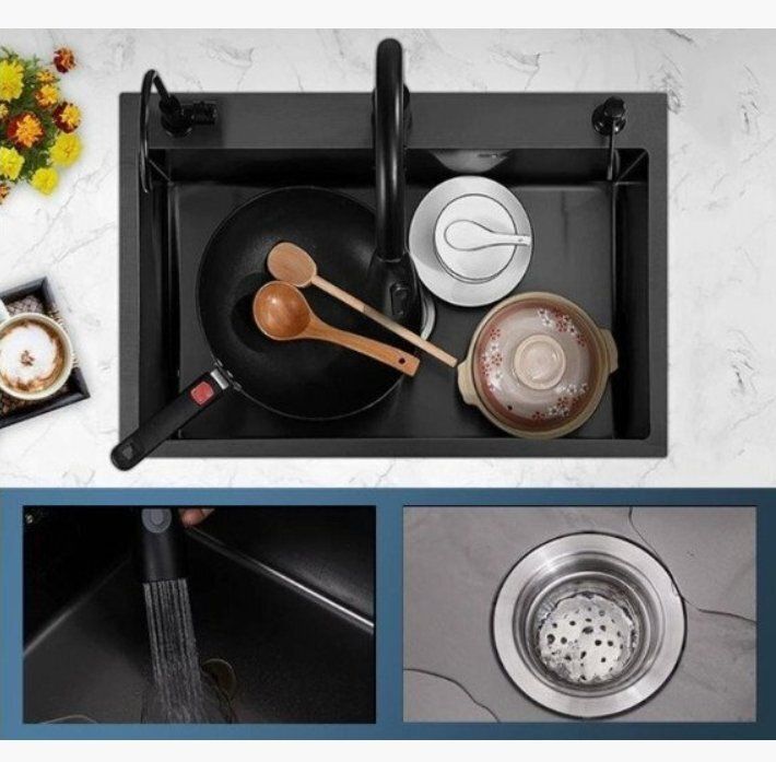 ナノブラックステンレスシンク大単槽家庭用キッチン流し流し洗面器セットです HRDEVELOPMENT_JP