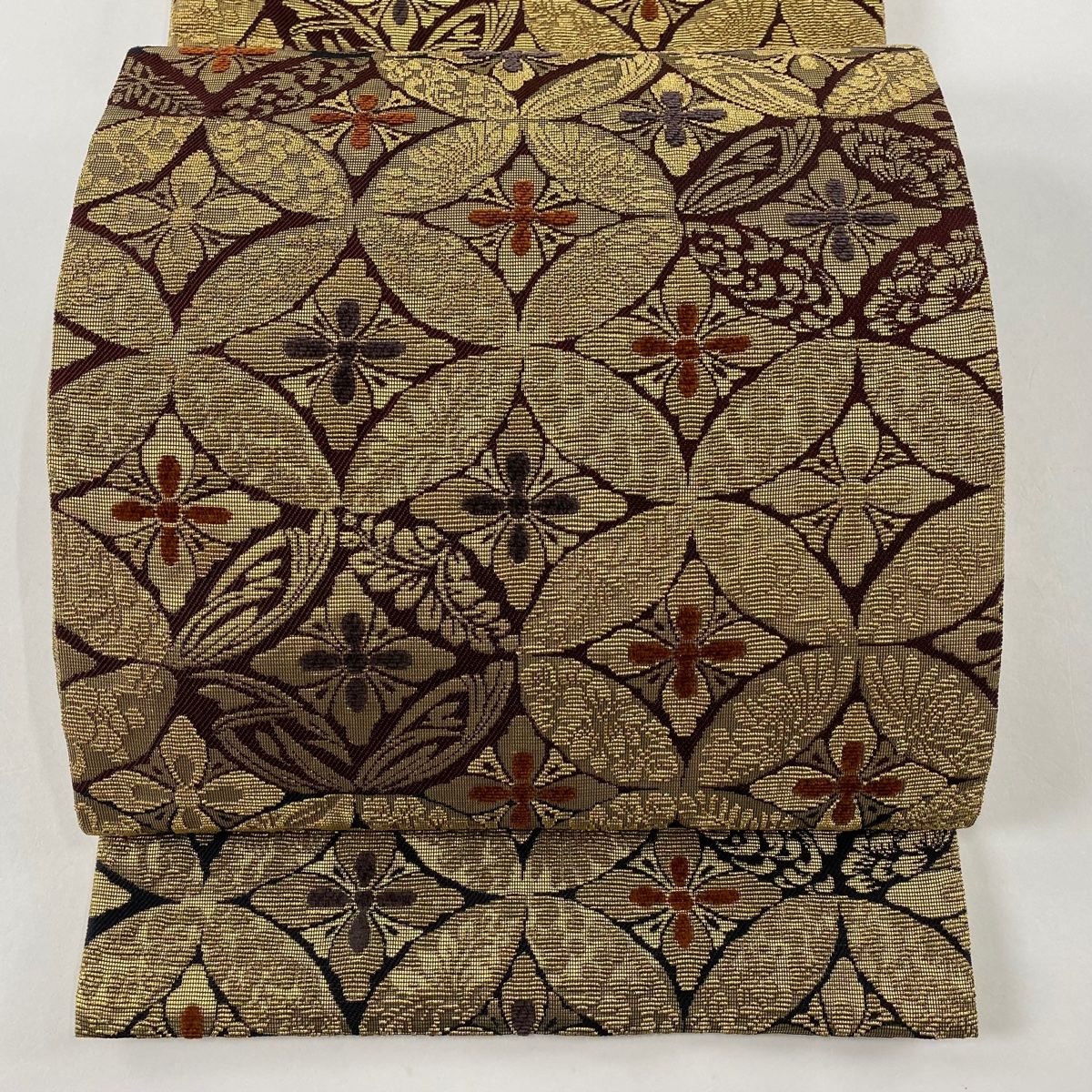 激安！特価品 誉田屋源兵衛 逸品 美品 袋帯 落款 金色 金糸 七宝花菱 金華燦 着物・浴衣