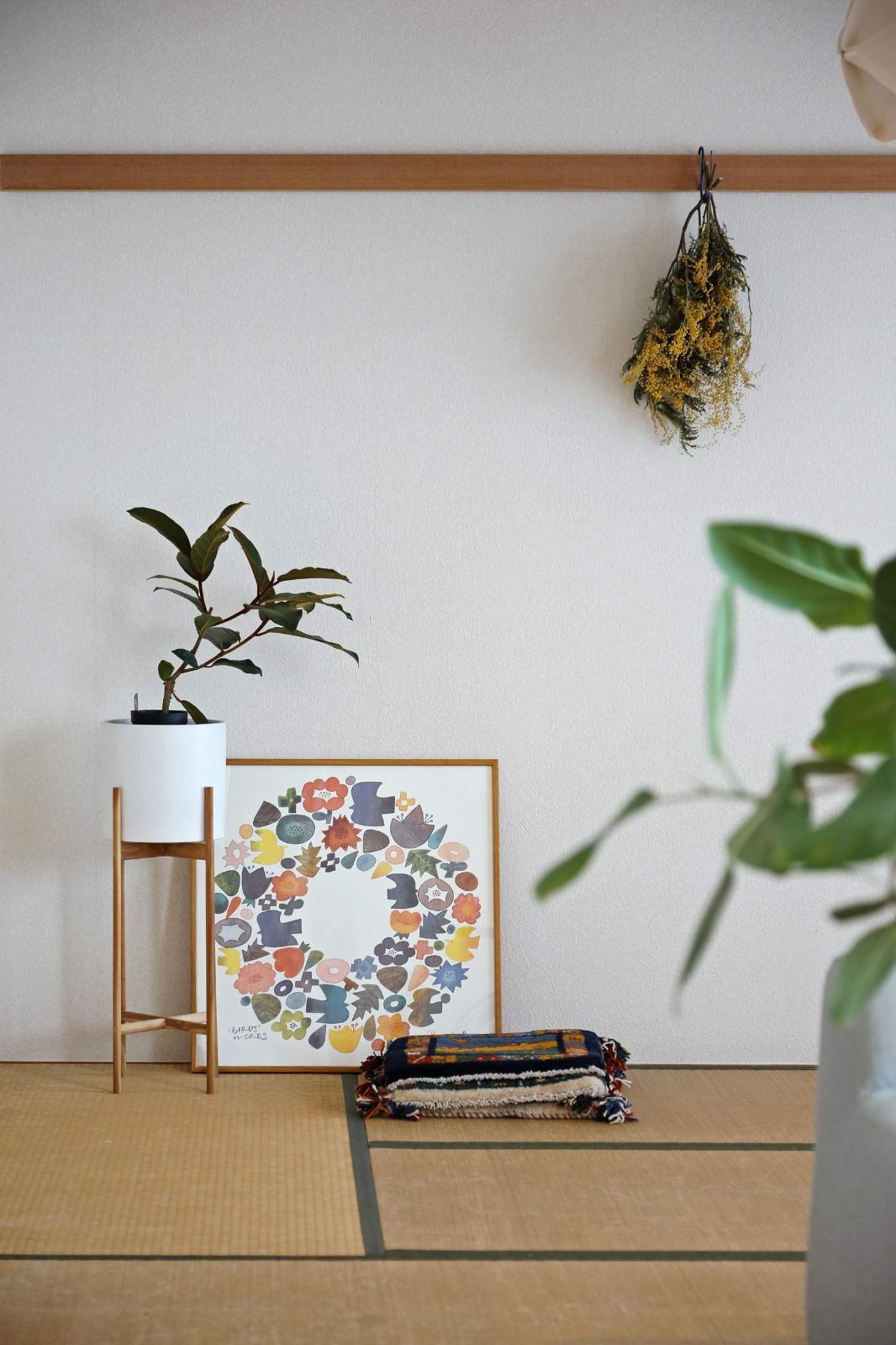 BIRDS WORDS グラフィック リース ナチュラルフレーム