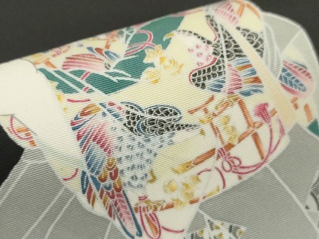 平和屋本店●極上　塩瀬　二代目・由水十久　本加賀友禅　九寸名古屋帯　人物　学士　黒地　正絹　逸品　KAAA10634kk4 平和屋本店○極上 塩瀬 二代目・由水十久 本加賀友禅 九寸名古屋帯