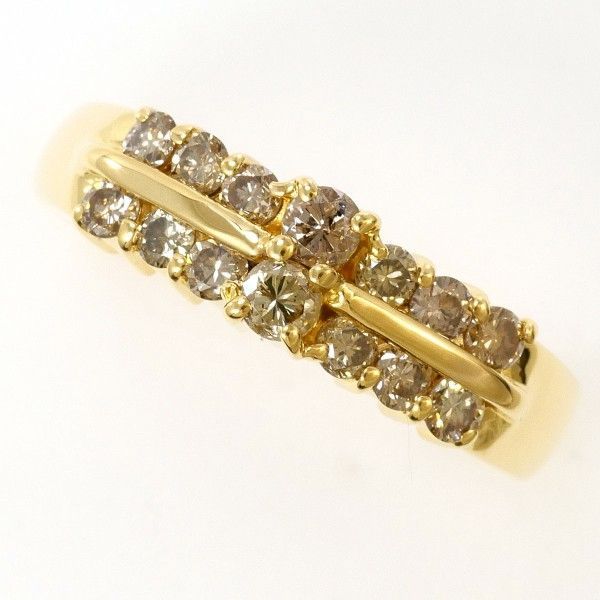 K18YG リング ring 指輪 11号 ブラウンダイヤ 0.55 総重量約3.3g