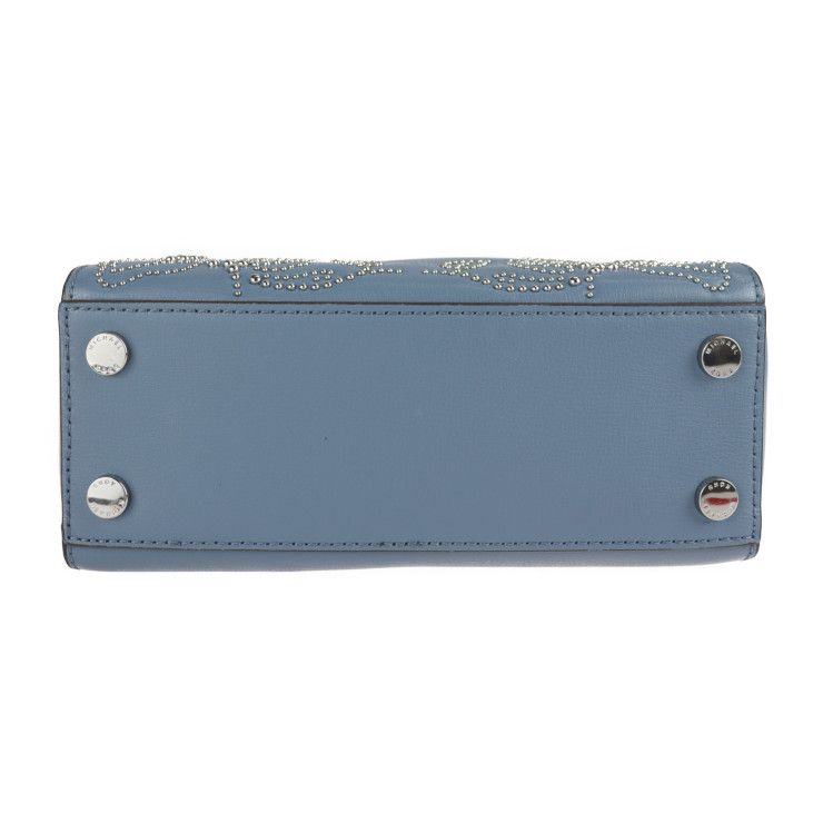 レディースファッション バッグ Michael Kors マイケルコース ハンドバッグ 35F8SE0S5L レザー スカイブルー シルバー金具 花柄 スタッズ 2WAY  ショルダーバッグ 【本物保証】