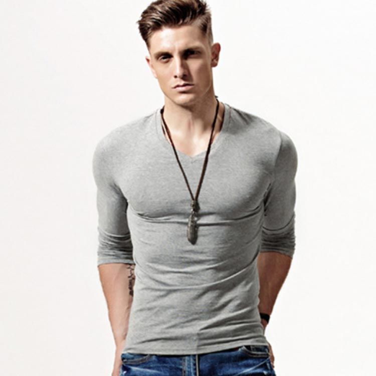 インナー tシャツ メンズ ヒートテック Vネック Uネック 丸首 長袖tシャツ カットソー スリム 細身 ストレッチ スポーツ 春 夏 秋 冬 肌着 インナーシャツ アンダーシャツ 無地 薄手 ゴル erika5043 DECORATOM_COM_BR